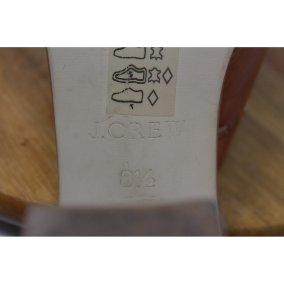 J. Crew Marlow Brown Leather Woven Heeled Mules Slides Sandals Womens Shoes 8.5 - Picture 2 of 11